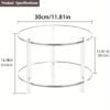 Transparent Acrylic Round Coffee Table, 15.74 Inches (Approx. 40Cm) Wide Modern Side Table with Storage Shelf, 2-Tier Circular Center Table