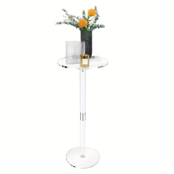 Clear Acrylic Side Table Designed for Compact Areas, Measuring 25.4 cm in Length, 25.4 cm in Width, And 54.1 cm in Height
