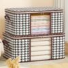 Two Extra-Large Storage Boxes, 2pcs 75L/2pcs 50L Foldable Fabric Storage Bins with Flip-Top Handles, Made of Durable Non-Woven Fabric