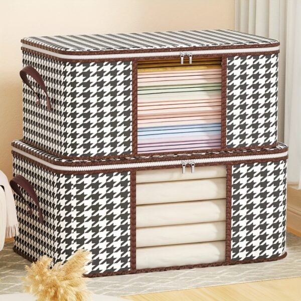 Two Extra-Large Storage Boxes, 2pcs 75L/2pcs 50L Foldable Fabric Storage Bins with Flip-Top Handles, Made of Durable Non-Woven Fabric