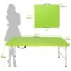 121.92cm Folding Table Green, Foldable Table with Carrying Handle, Steel Legs Heavy Duty Portable Utility Table