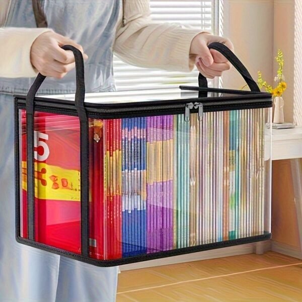 2 Transparent Plastic Storage Box Book Storage Box Home Used Book Sorting Artifact, Large Capacity Book Clothing Storage Box-space-saving Office and Home Sorting