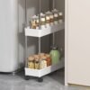 3-Tier Office Storage Cart with Metal Rod & 360° Silent Universal Wheel, Ultra-Thin Space-Saving Organizer