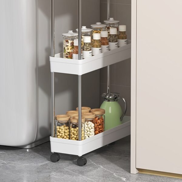 3-Tier Office Storage Cart with Metal Rod & 360° Silent Universal Wheel, Ultra-Thin Space-Saving Organizer