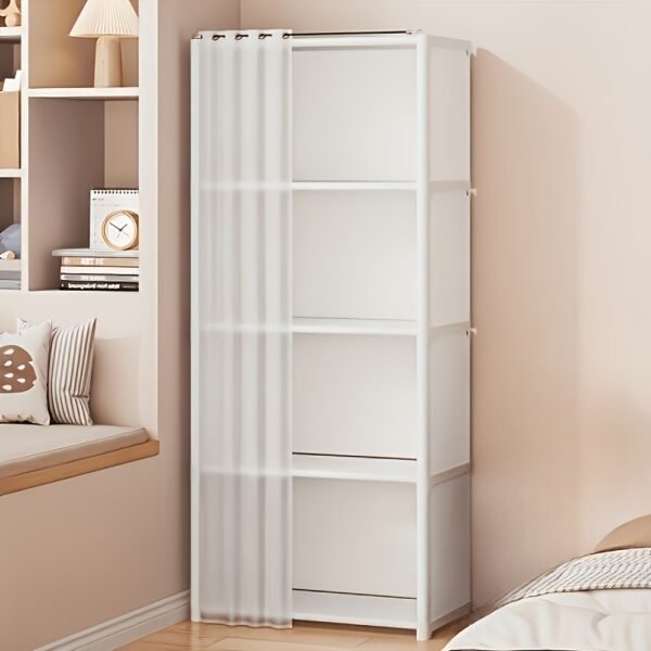 A Four-Tier Multifunctional, Easy-To-Install Minimalist Clothing Storage Cabinet, Dustproof Bookshelf