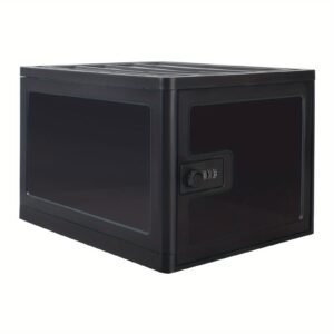 Large Clear Lockable Storage Box - Foldable, Multi-functional Organizer for Tech and Home Safety, Medicine Lock Box with Secure Combination