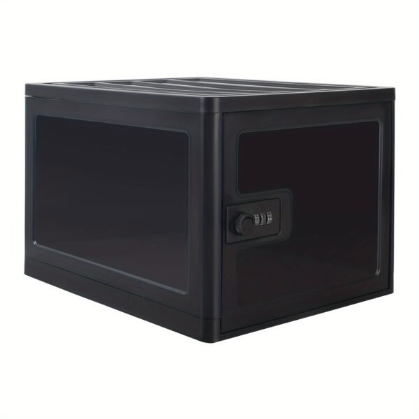 Large Clear Lockable Storage Box - Foldable, Multi-functional Organizer for Tech and Home Safety, Medicine Lock Box with Secure Combination
